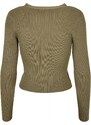 URBAN CLASSICS Ladies Short Rib Knit Cardigan - khaki