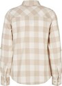 URBAN CLASSICS Ladies Turnup Checked Flanell Shirt - whitesand/lighttaupe