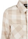 URBAN CLASSICS Ladies Turnup Checked Flanell Shirt - whitesand/lighttaupe