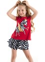 Denokids Ballerina Zebra Girls Dětské tričko Kraťasy Set