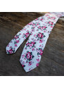 Obleč oblek Bílá pánská kravata s květinovým vzorem