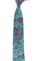 Obleč oblek Vínová pánská kravata s tyrkysovým květinovým vzorem