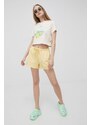 Bavlněné šortky Levi's dámské, žlutá barva, hladké, high waist, A1907.0001-YellowsOra