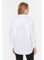 Trendyol White Boyfriend/Wide Fit Woven Shirt