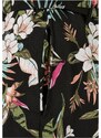 URBAN CLASSICS Ladies Short Viscose Belt Jumpsuit - black tropical