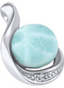 SILVEGO stříbrný set šperků Geonna s přírodním larimarem a Brilliance Zirconia - náušnice a přívěsek JSTS14627LR