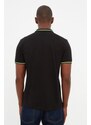 Trendyol Černé Regular / Regular Fit Zip Detailní Polo Neck tričko