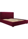 Vínově červená sametová postel MICADONI ARANDA 160 x 200 cm