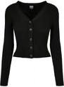 URBAN CLASSICS Ladies Short Rib Knit Cardigan - black