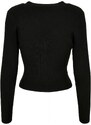 URBAN CLASSICS Ladies Short Rib Knit Cardigan - black