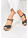 Fox Shoes Black Women's Wedge Heels Shoes