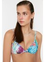 Trendyol Floral Patterned Knot Detailed Bikini Top