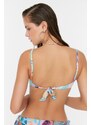 Trendyol Floral Patterned Knot Detailed Bikini Top