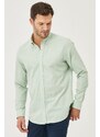 AC&Co / Altınyıldız Classics Men's A.mint Tailored Slim Fit Buttoned Collar Linen Look 100% Cotton Flamed Shirt