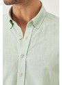 AC&Co / Altınyıldız Classics Men's A.mint Slim Fit Buttoned Collar Linen Look 100% Cotton Flared Shirt