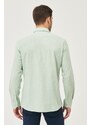 AC&Co / Altınyıldız Classics Men's A.mint Slim Fit Buttoned Collar Linen Look 100% Cotton Flared Shirt