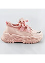 Růžové šněrovací sneakersy na platformě (RA5)