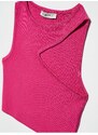 Dilvin 10173 Low-cut Collar Knitwear Crop-fuchsia