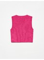 Dilvin 10172 Crew Neck Sleeveless Sweater-fuchsia