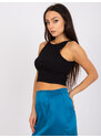 RUE PARIS ČERNÝ ŽEBROVANÝ CROP TOP MARGO --BLACK Černá