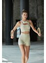 Trendyol Beige Support/Shaping Barter Neck Knitted Sports Bra