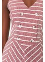 Trendyol Růžové knoflíkové detailní pruhované šaty