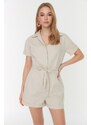 Trendyol Gabardine Super Mini Woven Jumpsuit with Stone Lacing Detail