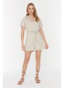 Trendyol Gabardine Super Mini Woven Jumpsuit with Stone Lacing Detail