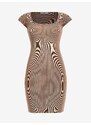 Béžové dámské žebrované pouzdrové šaty Guess Charlotte - Dámské