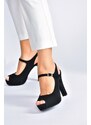 Fox Shoes Women's Black Nubuck Platform Heels Evening Dress Shoes