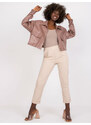Fashionhunters Prašně růžová přechodná bunda z imitace kůže Dorine