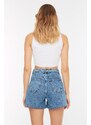 Trendyol Blue Belted Denim Shorts