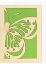 AMADEA Dřevěné přáníčko motýl, zelené, A6, bez textu, český výrobek
