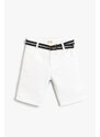 Koton Slim Belt Shorts With Pocket Elastic Waist Detail Above Knee Cotton.