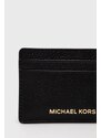 Kožené pouzdro na karty MICHAEL Michael Kors dámský, černá barva