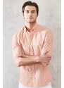 AC&Co / Altınyıldız Classics Men's Orange Slim Fit Slim-fit Oxford Buttoned Collar Gingham Cotton Shirt.