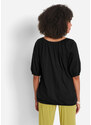 bonprix Bavlněné tričko s gumou podél spodního lemu, krátký rukáv Černá