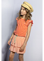 NONO Dívčí skládaná sukně se šortkami Papaya