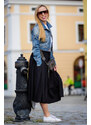 Jadberg Women Skládaná černá sukně Elisa Midi