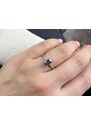 SYLVIENE Stříbrný prstýnek Rectangle se Zirkony Purple