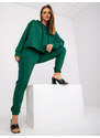 Fashionhunters Základní tmavě zelená tepláková souprava s oversize mikinou