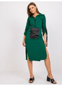 BASIC Tmavě zelené dámské dlouhé mikinové šaty -dark green Tmavě zelená