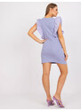 Fashionhunters Ležérní fialové pruhované šaty s volány
