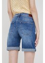 Džínové šortky Pepe Jeans Poppy dámské, tmavomodrá barva, hladké, medium waist