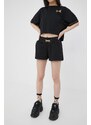 Bavlněné šortky Everlast dámské, černá barva, hladké, high waist