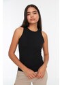 Trendyol Black Cotton, Sleeveless, Knitted Singlet