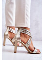 Kesi Leather Women's Sandals On The Zipper Lewski Shoes 3138 Gold
