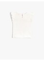 Koton Ruffled Sleeves Printed Singlets Crew Neck Cotton