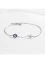 GRACE Silver Jewellery Stříbrný náramek Evil Eye, stříbro 925/1000, amulet Nazar a kříž