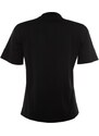 Trendyol černé pletené tričko se stojáčkem ze 100% bavlny Basic se stojáčkem
